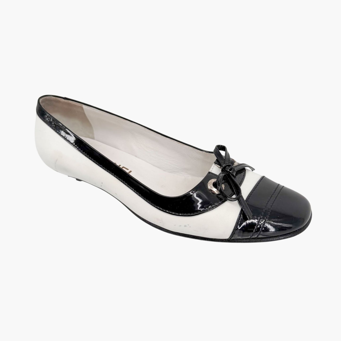 Vintage Chanel Cap Toe Kitten Pumps Black White Size 38