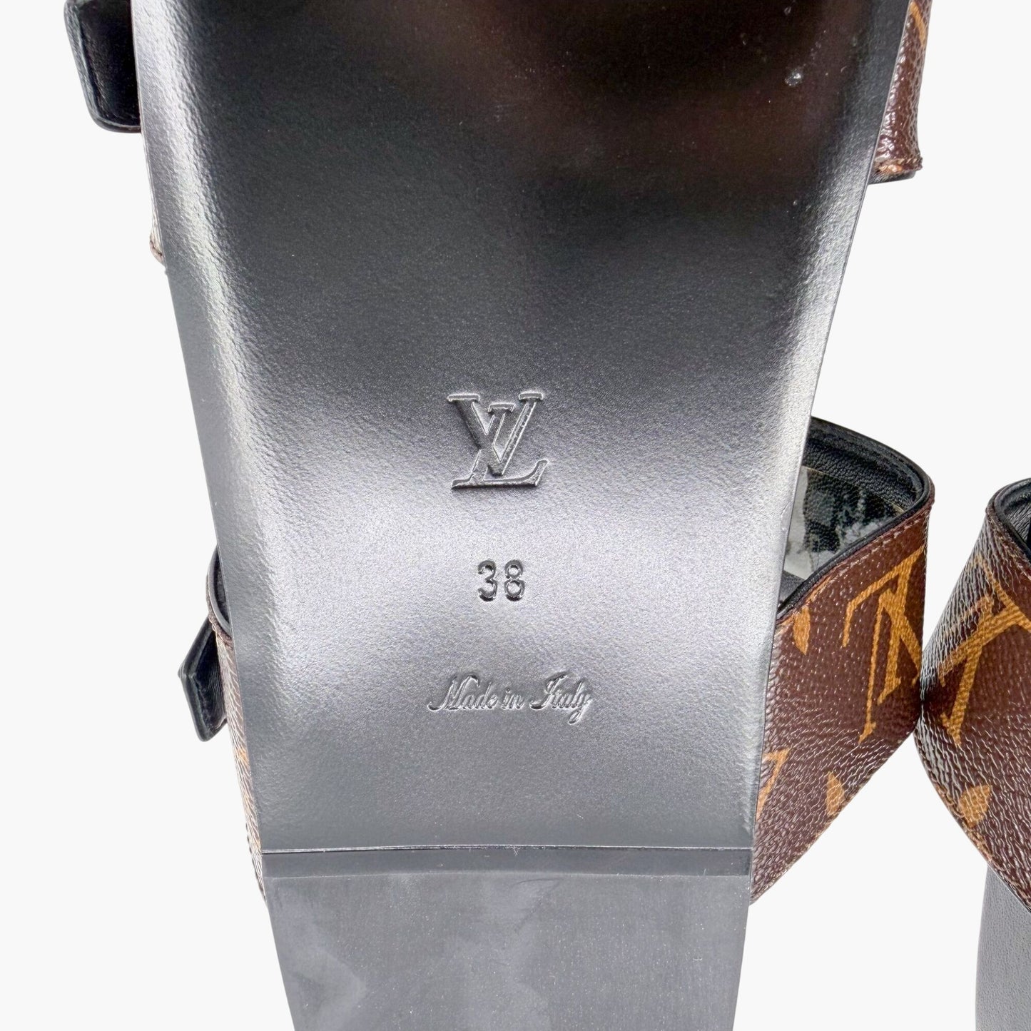 Louis Vuitton Bom Dia Slide Sandals in Brown LV Monogram Canvas Size 38