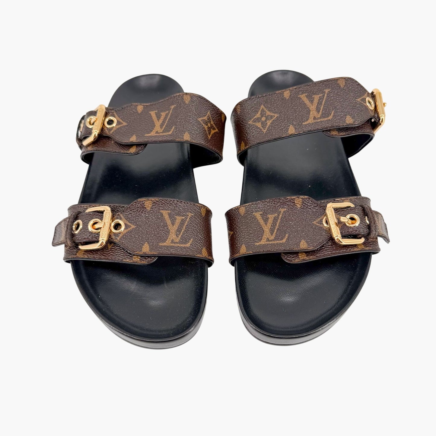 Louis Vuitton Bom Dia Slide Sandals in Brown LV Monogram Canvas Size 38