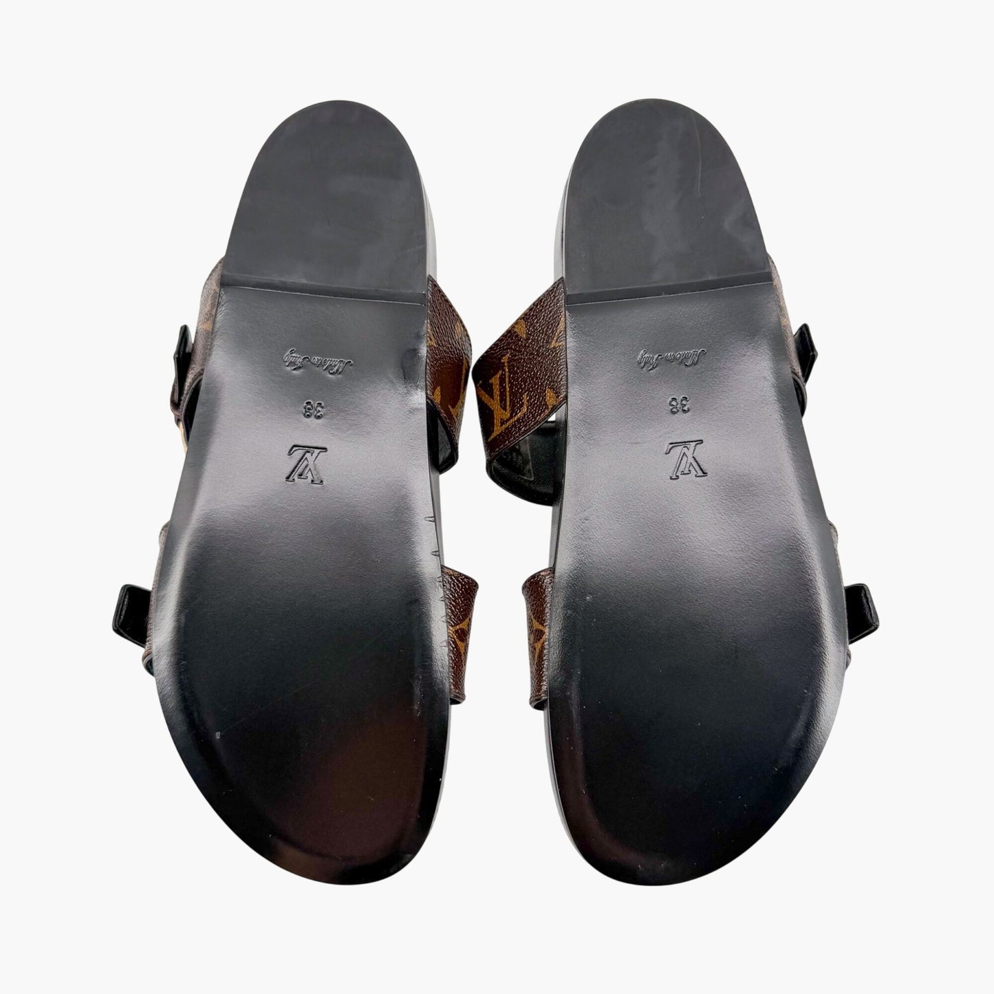 Louis Vuitton Bom Dia Slide Sandals in Brown LV Monogram Canvas Size 38