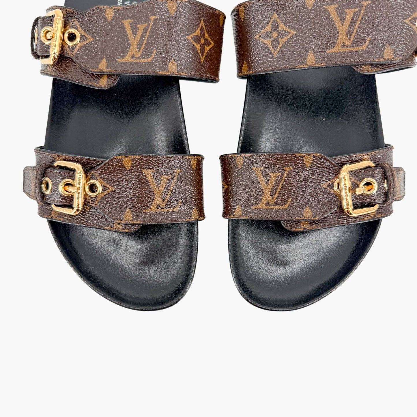 Louis Vuitton Bom Dia Slide Sandals in Brown LV Monogram Canvas Size 38