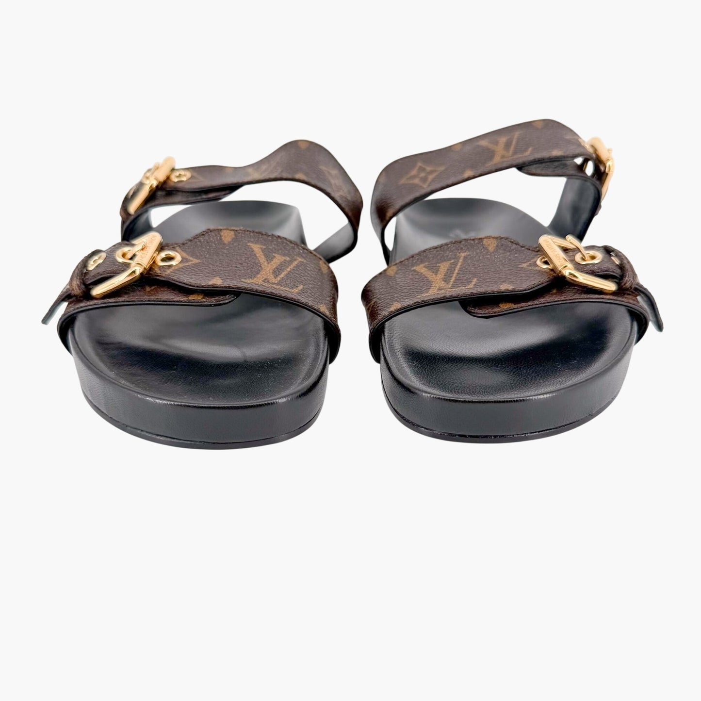 Louis Vuitton Bom Dia Slide Sandals in Brown LV Monogram Canvas Size 38