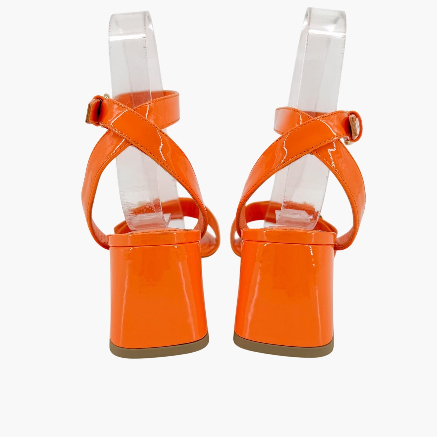 Louis Vuitton Shake LV Turnlock Sandals in Orange Patent Leather Size 37