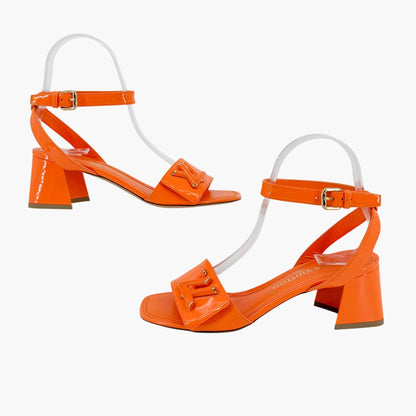 Louis Vuitton Shake LV Turnlock Sandals in Orange Patent Leather Size 37