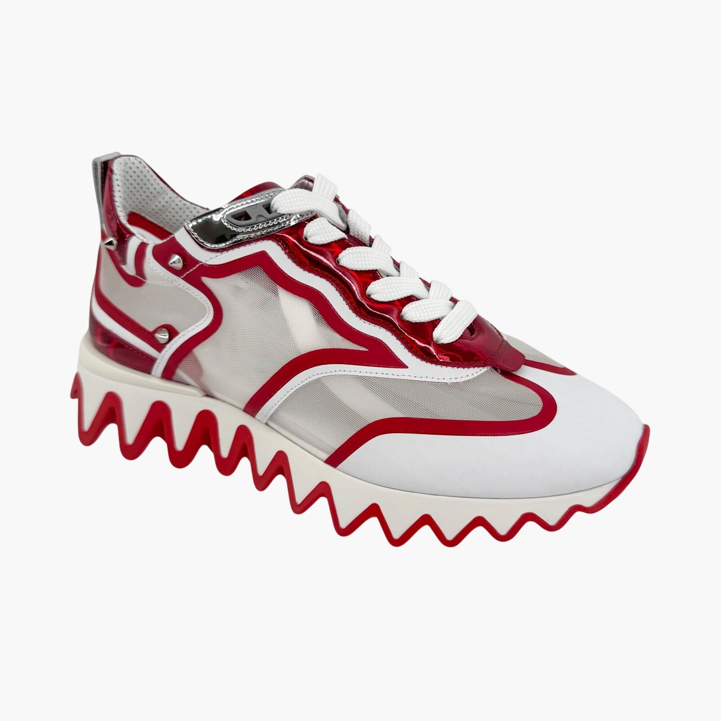 Christian Louboutin White & Red Sharkina Sneakers – Size 38