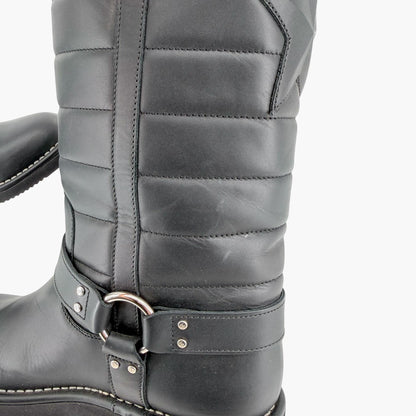 Chanel Star Harness Riding Boots Black Leather Size 42