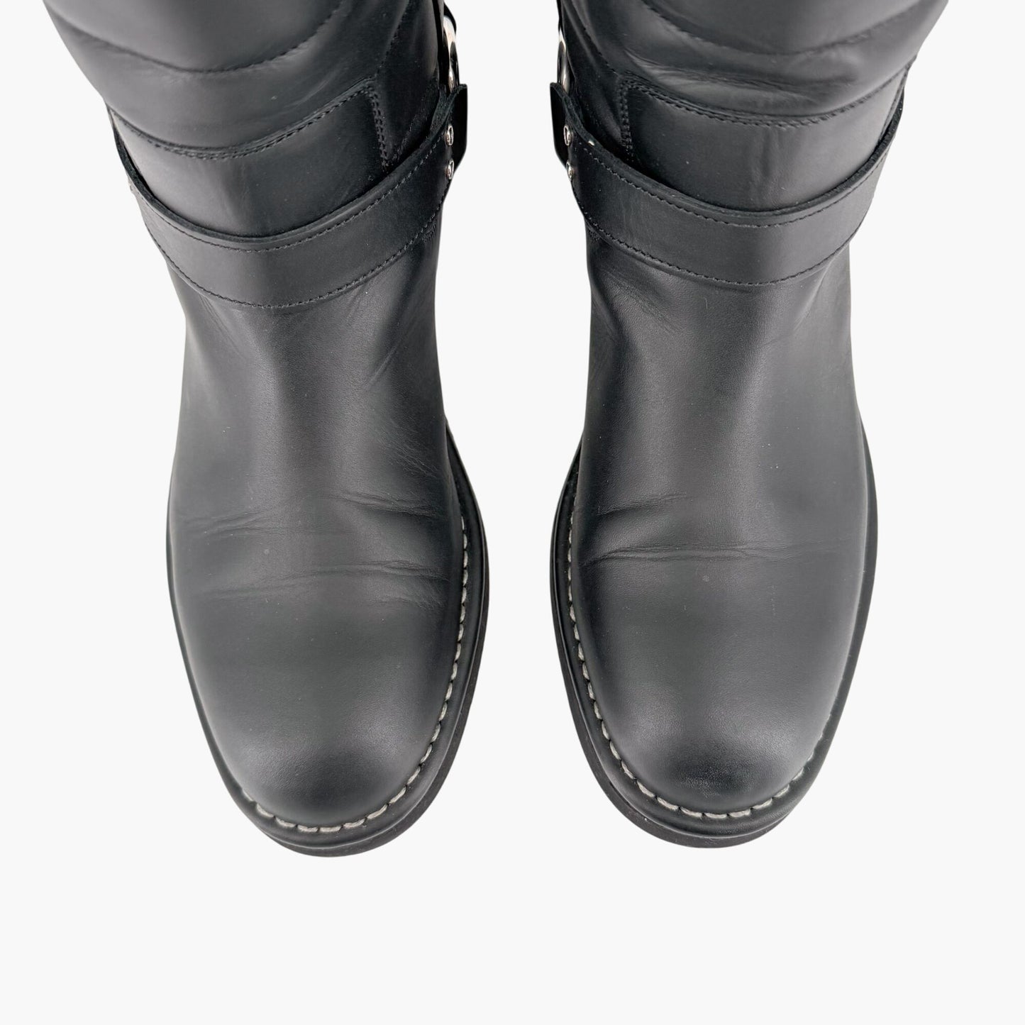 Chanel Star Harness Riding Boots Black Leather Size 42