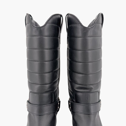 Chanel Star Harness Riding Boots Black Leather Size 42