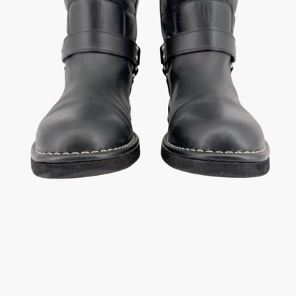 Chanel Star Harness Riding Boots Black Leather Size 42