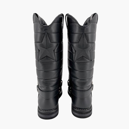 Chanel Star Harness Riding Boots Black Leather Size 42