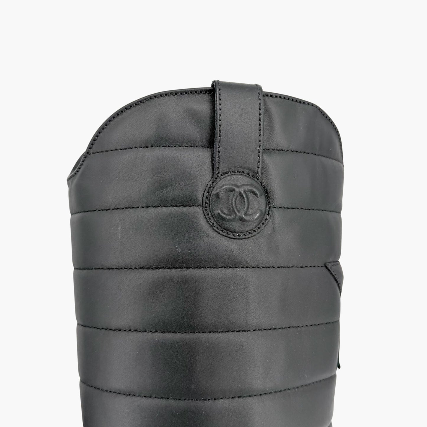 Chanel Star Harness Riding Boots Black Leather Size 42