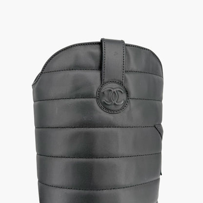 Chanel Star Harness Riding Boots Black Leather Size 42