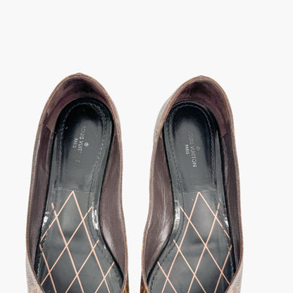 Louis Vuitton Cap Toe Ballet Flat in Brown Monogram Coated Canvas Size 36.5