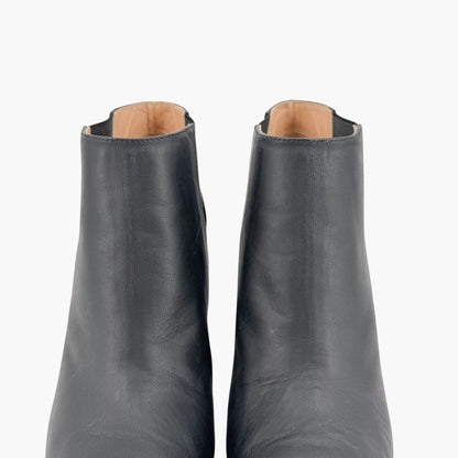 Chanel CC Chain Wedge Ankle Booties in Black Leather – Size 39.5