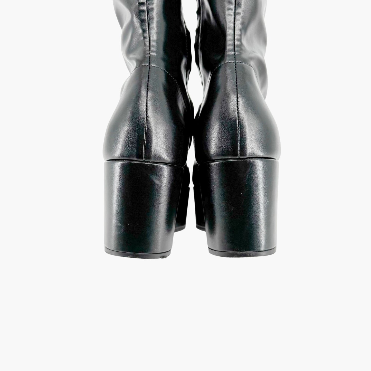 Prada Triangle Logo Platform Boots in Black Nappa Tech Size 39