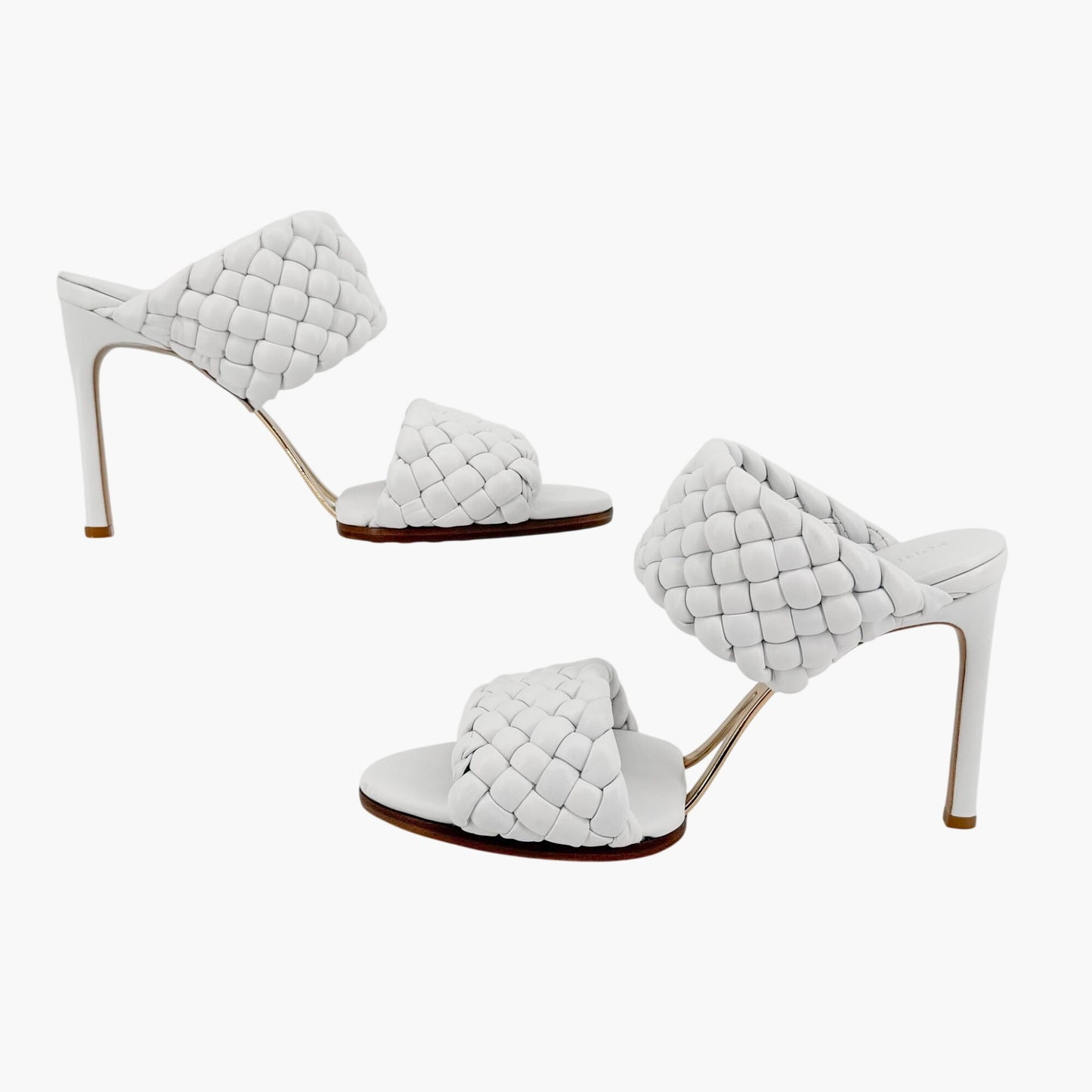 Bottega Veneta Curve Intrecciato Sandals in White Leather Size 39
