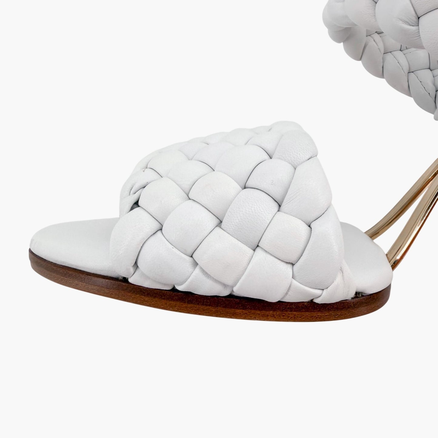 Bottega Veneta Curve Intrecciato Sandals in White Leather Size 39