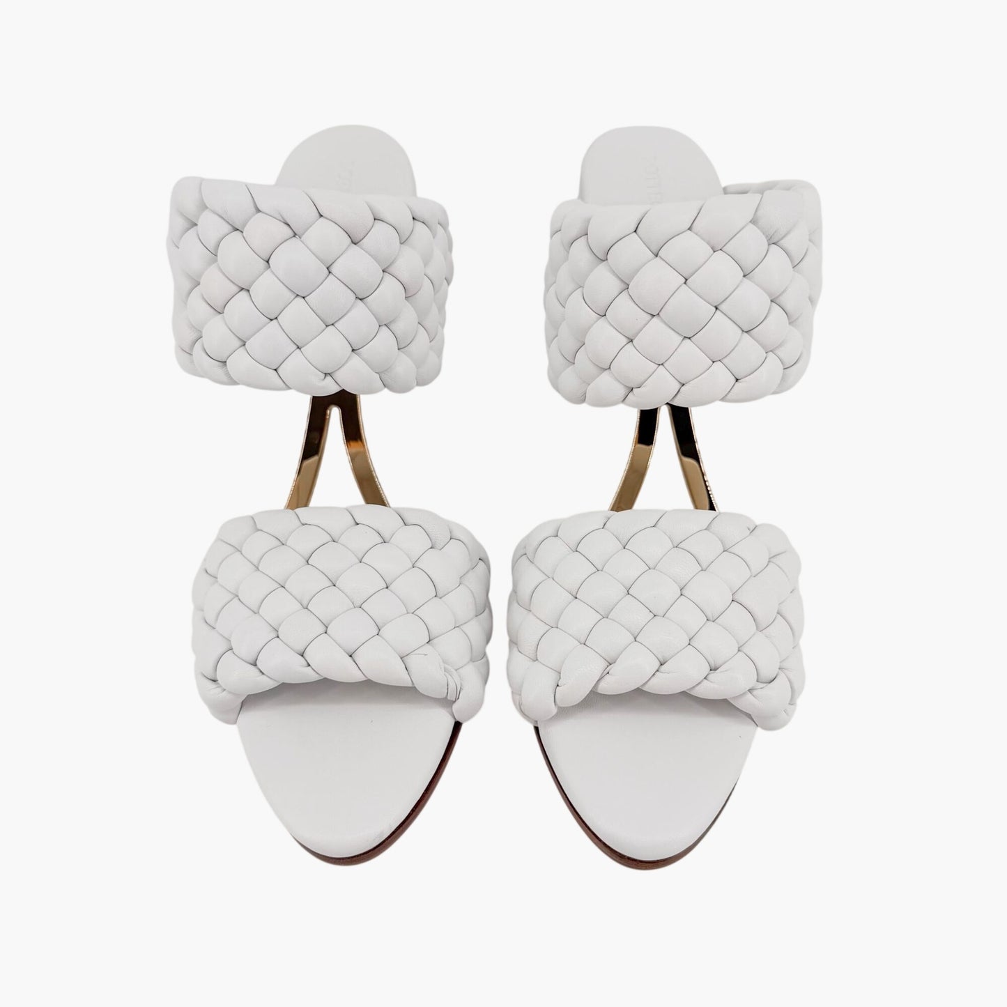 Bottega Veneta Curve Intrecciato Sandals in White Leather Size 39