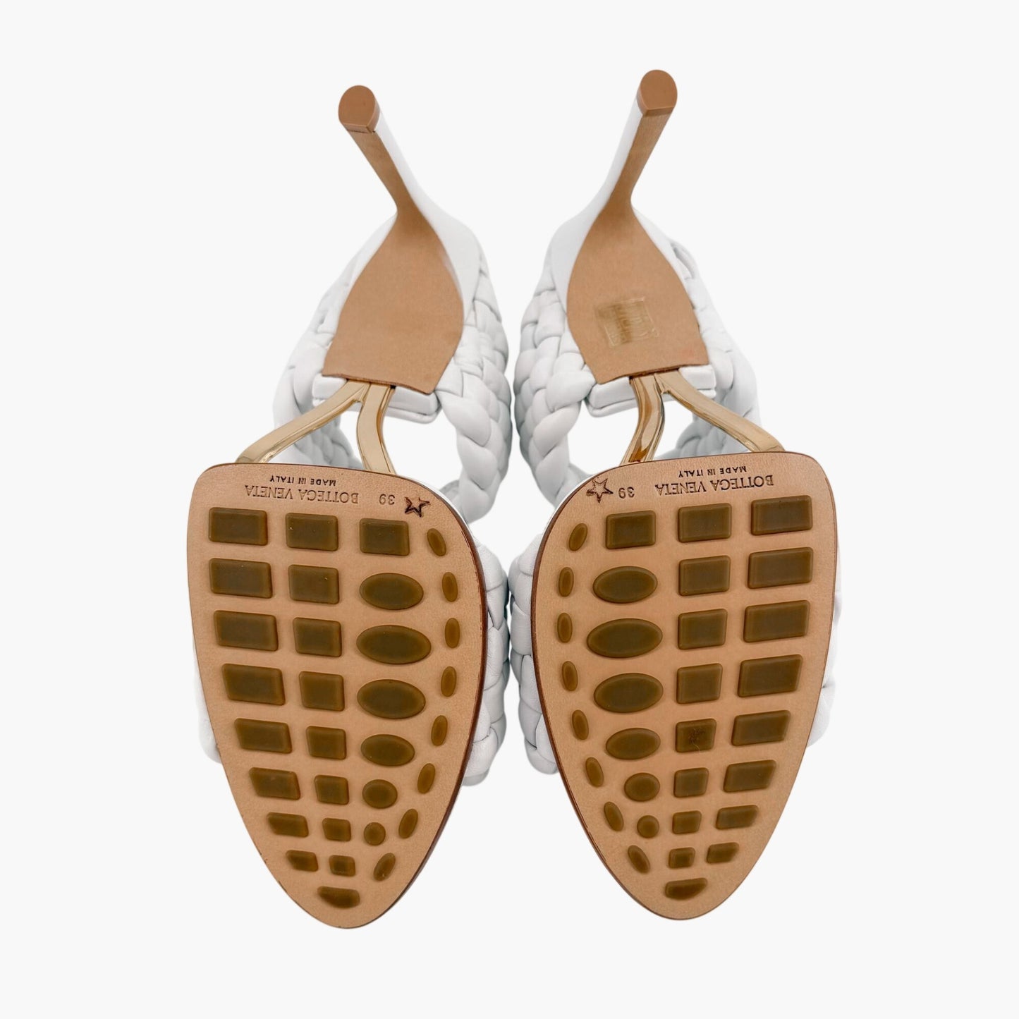 Bottega Veneta Curve Intrecciato Sandals in White Leather Size 39