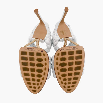Bottega Veneta Curve Intrecciato Sandals in White Leather Size 39