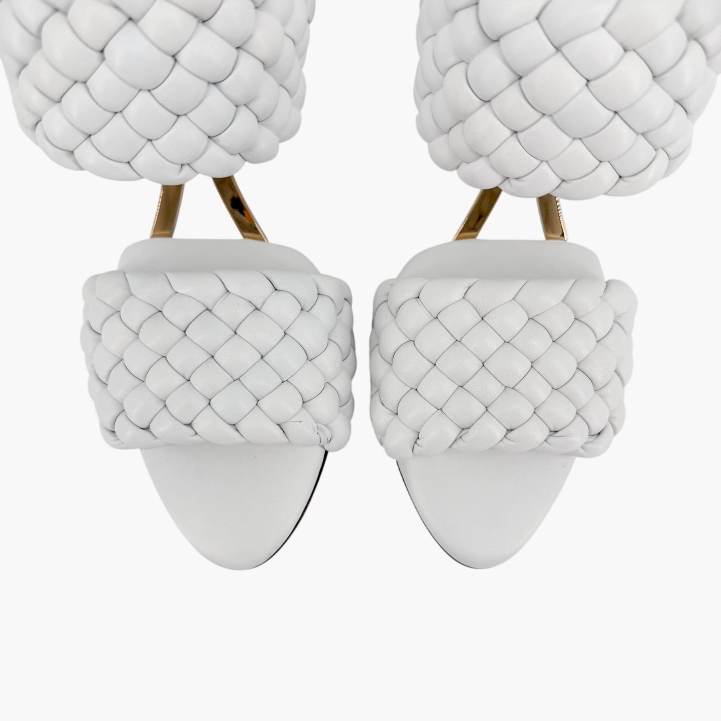 Bottega Veneta Curve Intrecciato Sandals in White Leather Size 39