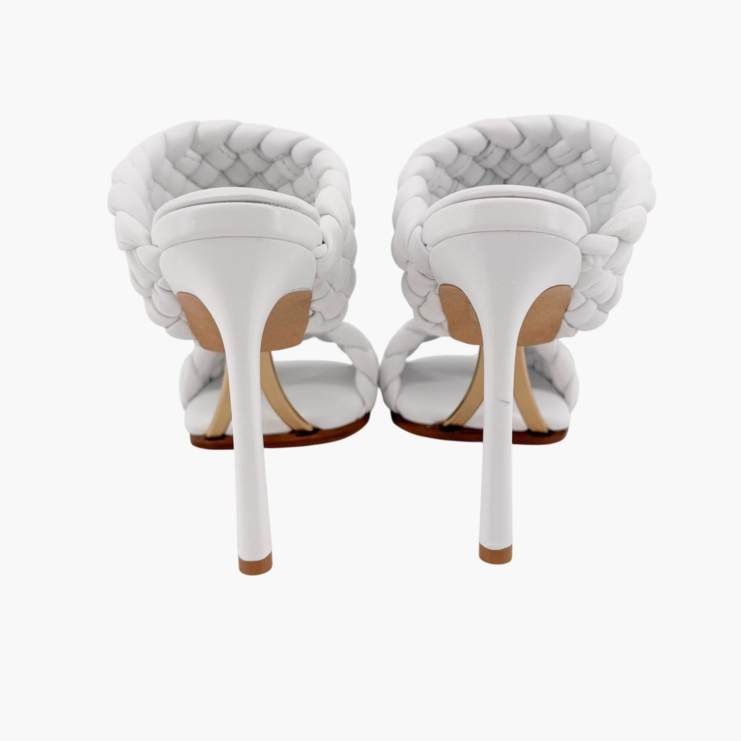 Bottega Veneta Curve Intrecciato Sandals in White Leather Size 39