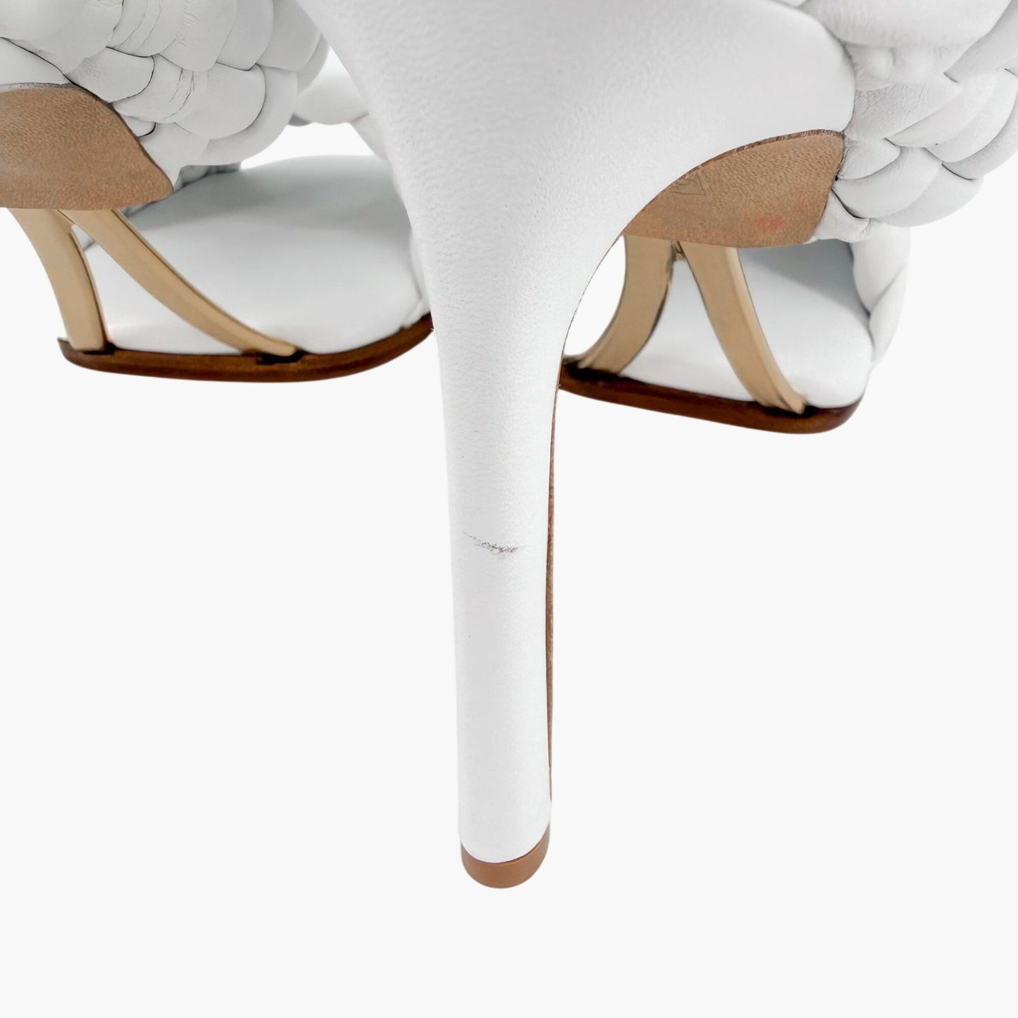 Bottega Veneta Curve Intrecciato Sandals in White Leather Size 39