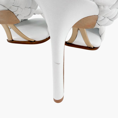 Bottega Veneta Curve Intrecciato Sandals in White Leather Size 39