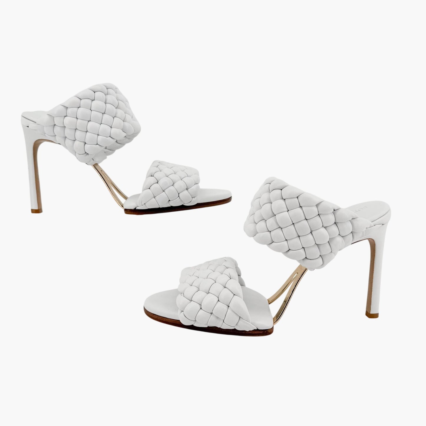 Bottega Veneta Curve Intrecciato Sandals in White Leather Size 39