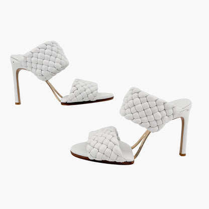 Bottega Veneta Curve Intrecciato Sandals in White Leather Size 39
