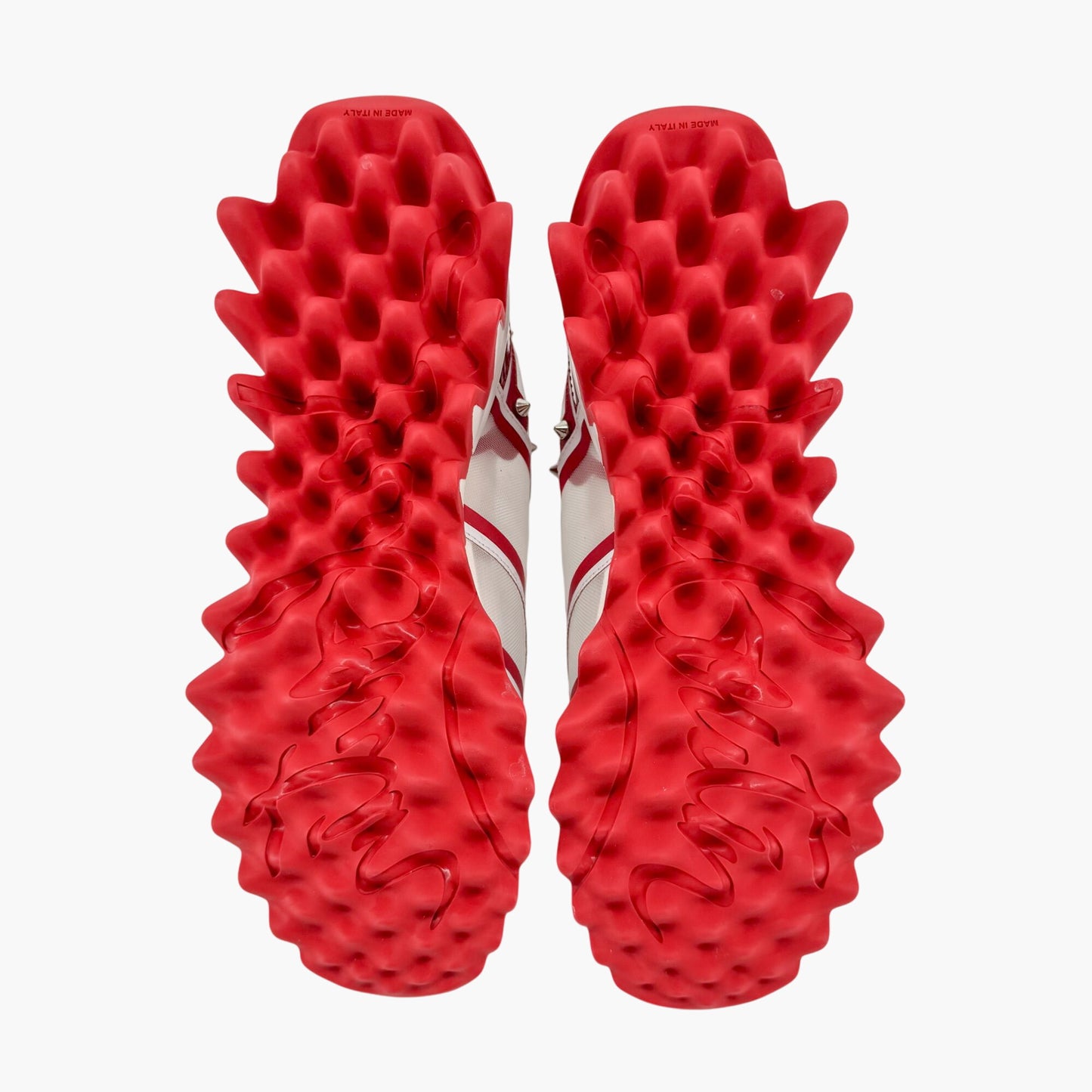 Christian Louboutin Sharkina Mesh Sneakers in White & Red Loubi Psychic Leather Size 37