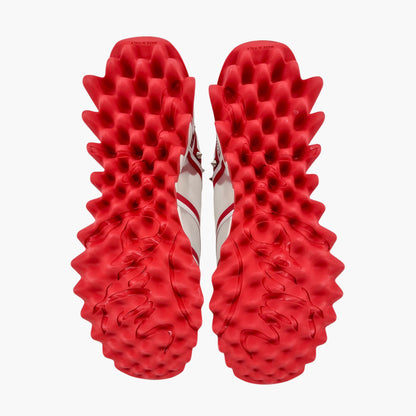 Christian Louboutin Sharkina Mesh Sneakers in White & Red Loubi Psychic Leather Size 37
