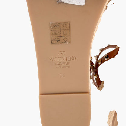 Valentino Rockstud Braided Espadrille Wedges Brown Size 38