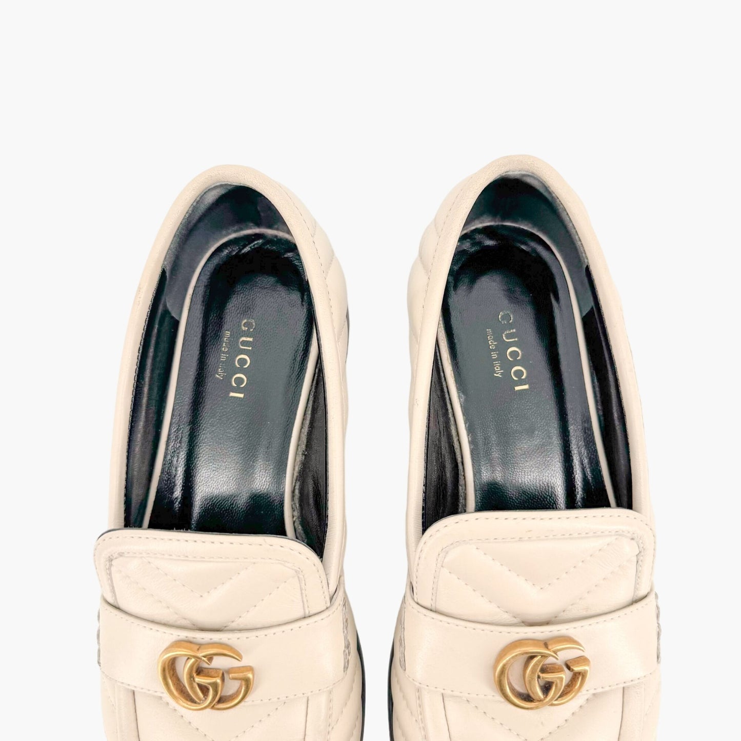 Gucci Marmont GG Matelasse Loafer in White Leather Size 36.5