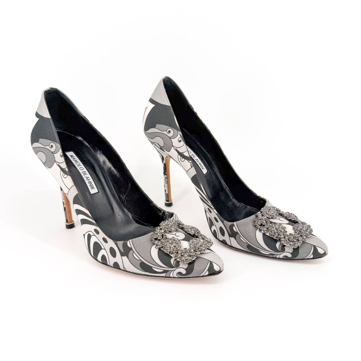 Manolo Blahnik Hangisi 105 Pumps Gray Crystal Size 40