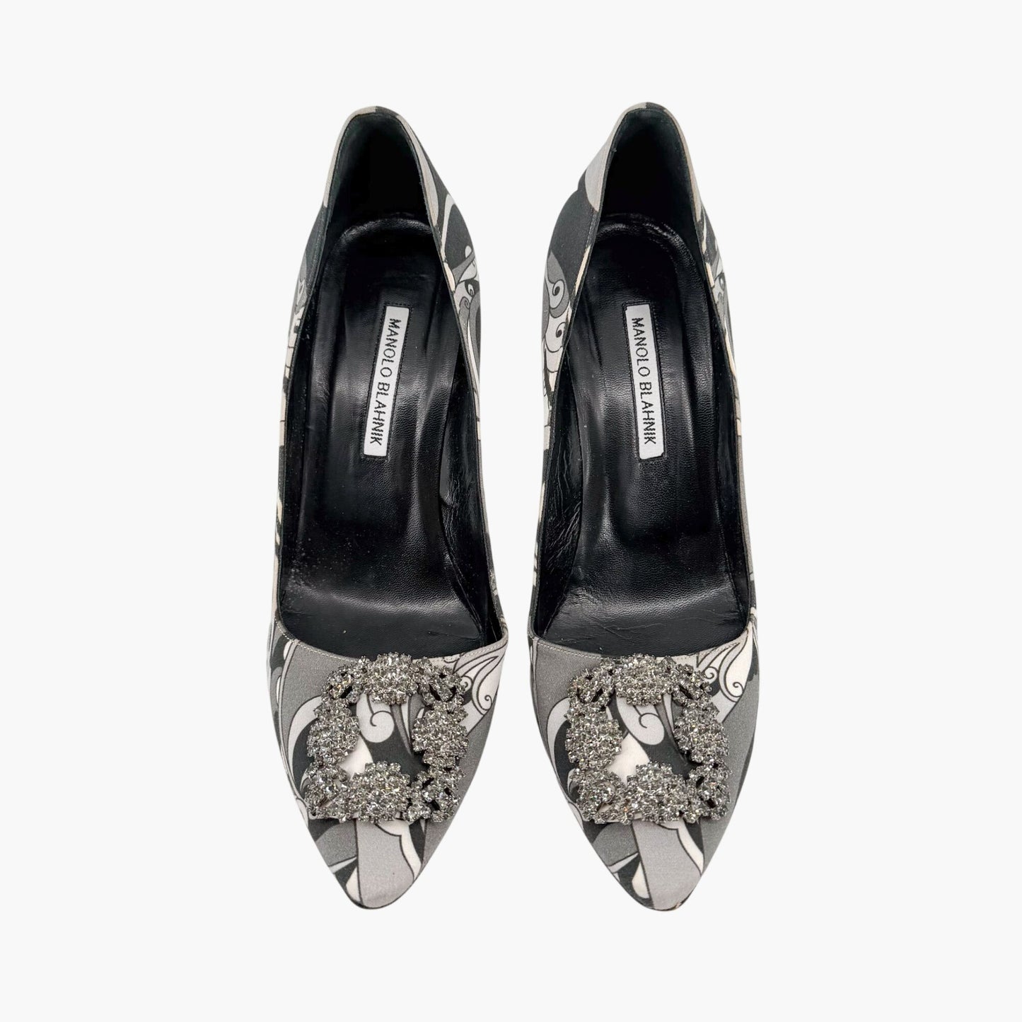 Manolo Blahnik Hangisi 105 Pumps Gray Crystal Size 40