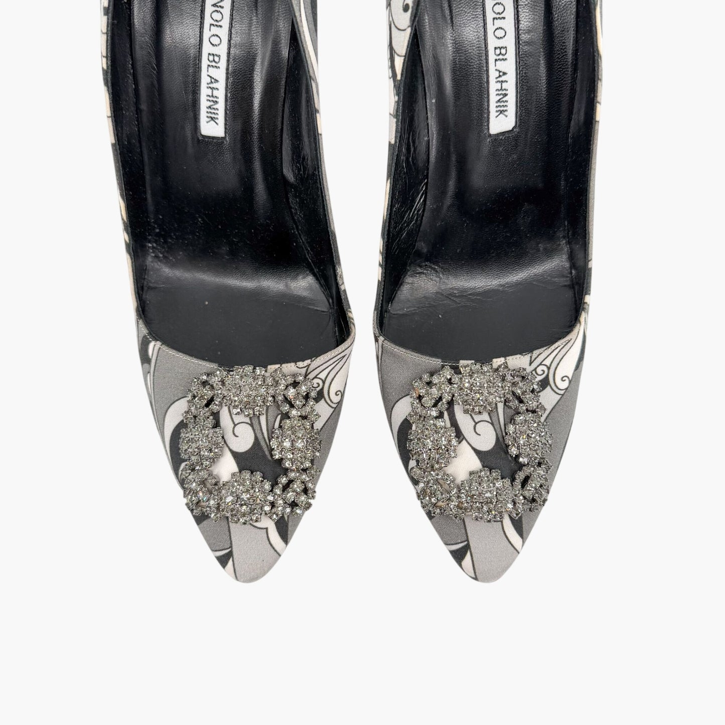 Manolo Blahnik Hangisi 105 Pumps Gray Crystal Size 40