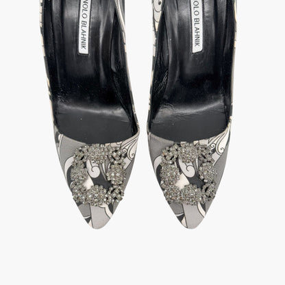 Manolo Blahnik Hangisi 105 Pumps Gray Crystal Size 40