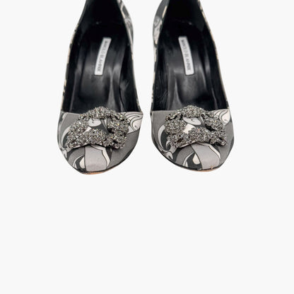 Manolo Blahnik Hangisi 105 Pumps Gray Crystal Size 40