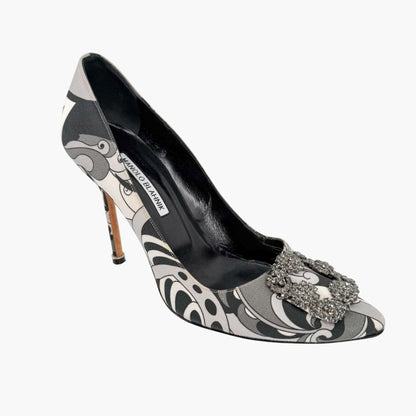 Manolo Blahnik Hangisi 105 Pumps Gray Crystal Size 40