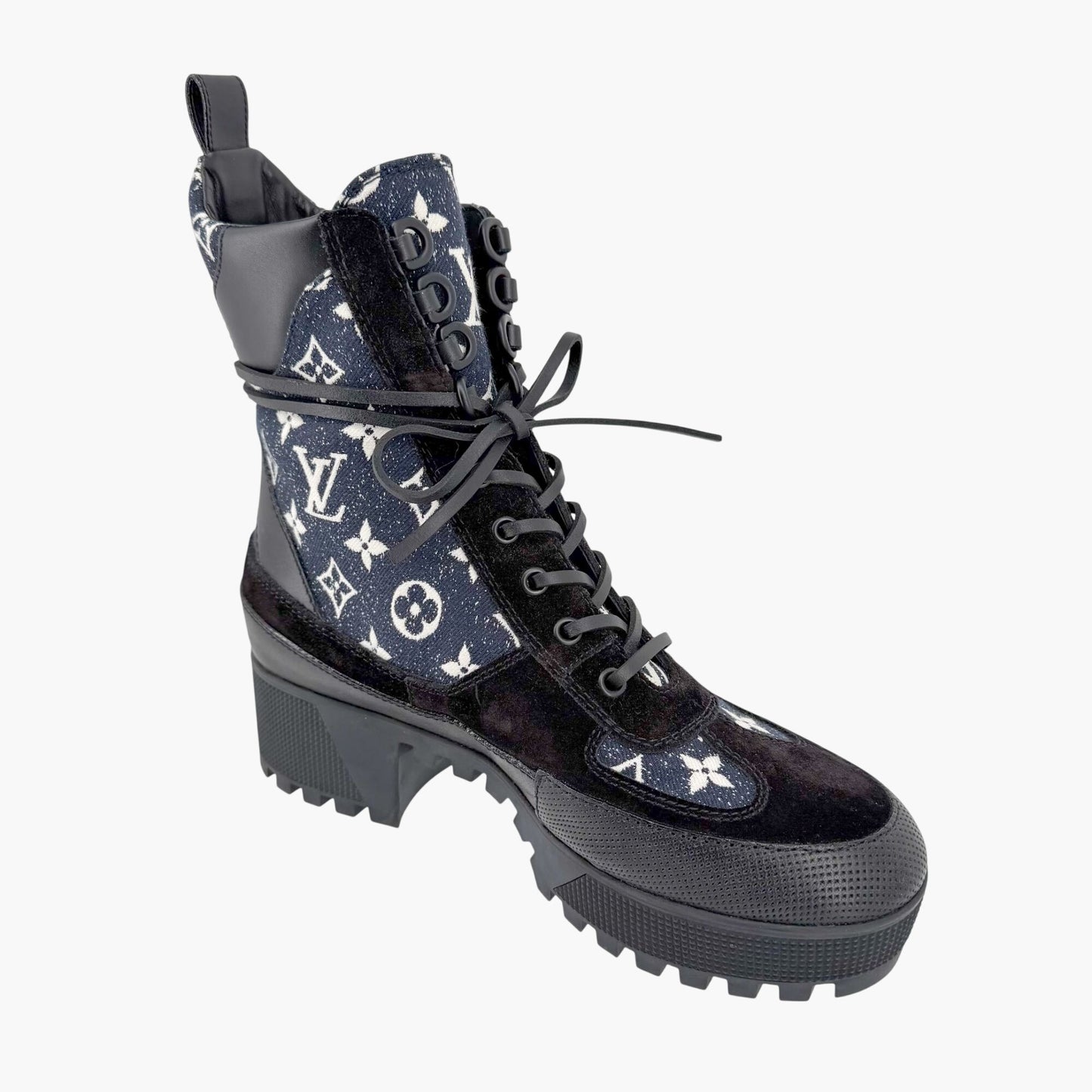 Louis Vuitton Laureate Platform Desert Boots Denim Size 39.5