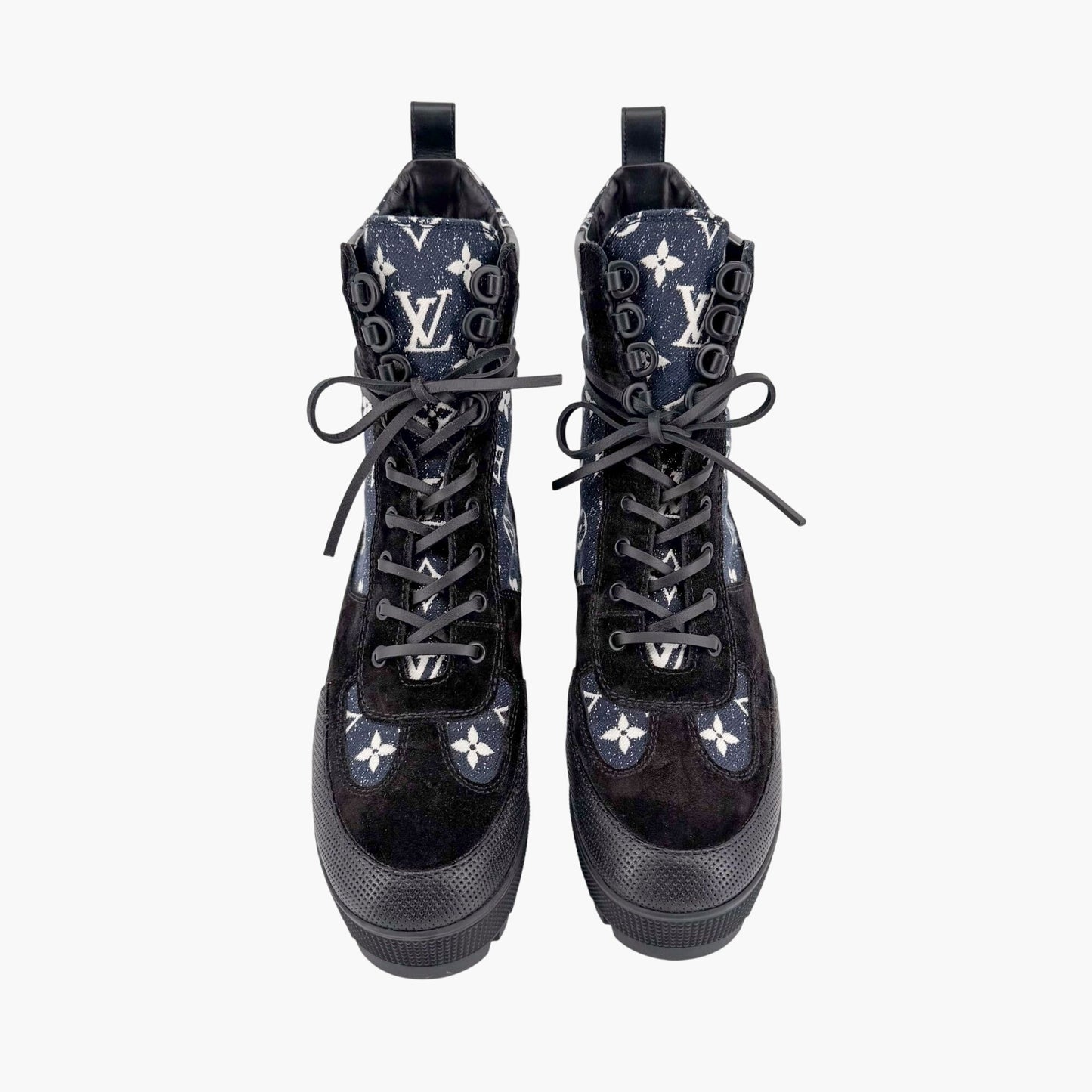 Louis Vuitton Laureate Platform Desert Boots Denim Size 39.5