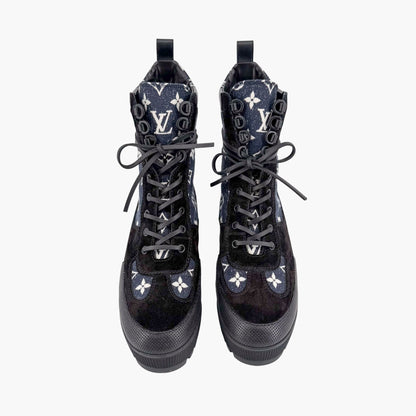 Louis Vuitton Laureate Platform Desert Boots Denim Size 39.5