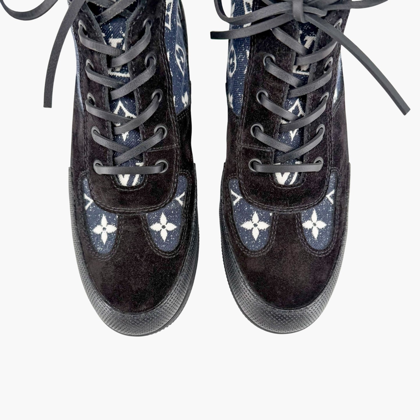 Louis Vuitton Laureate Platform Desert Boots Denim Size 39.5
