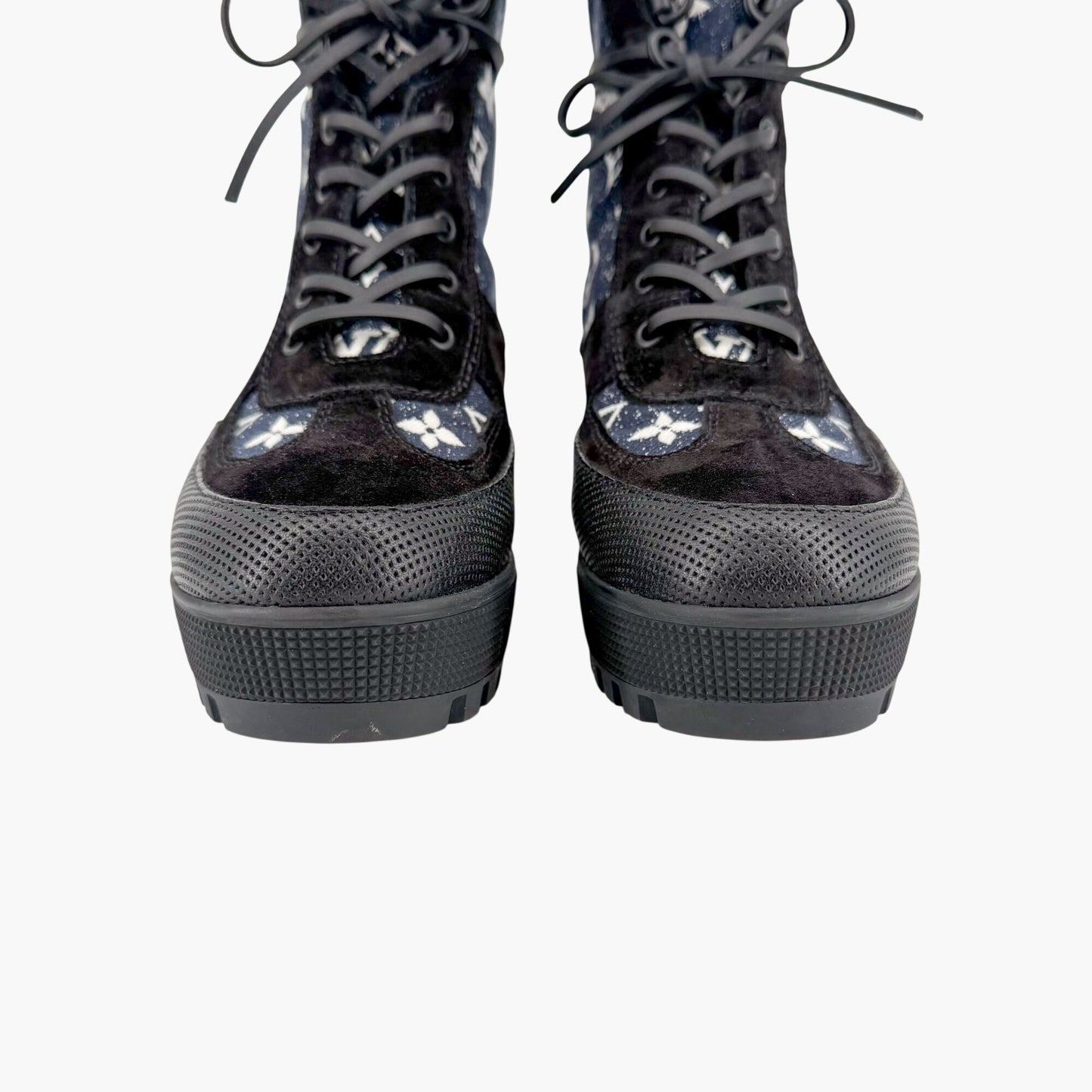 Louis Vuitton Laureate Platform Desert Boots Denim Size 39.5