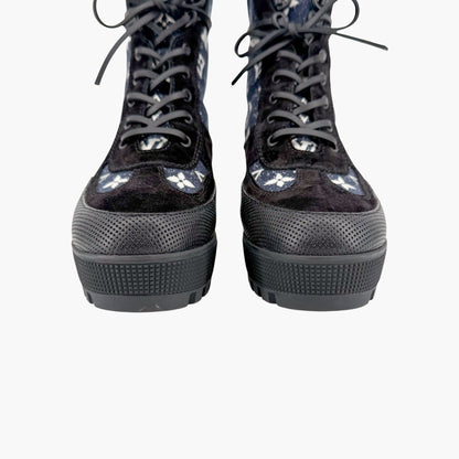 Louis Vuitton Laureate Platform Desert Boots Denim Size 39.5