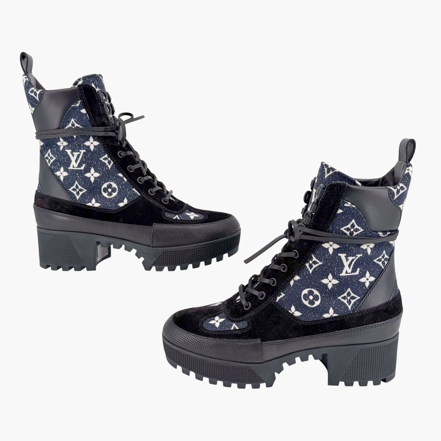 Louis Vuitton Laureate Platform Desert Boots Denim Size 39.5