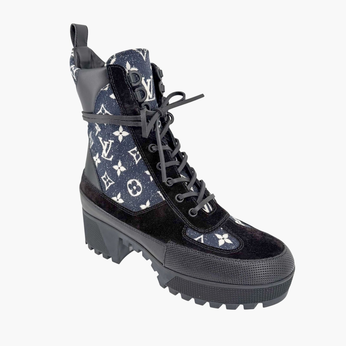 Louis Vuitton Laureate Platform Desert Boots Denim Size 39.5