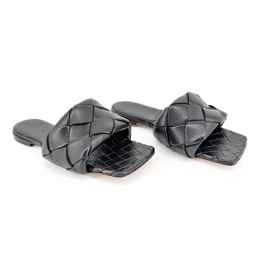 Bottega Veneta Lido Intrecciato Slide Sandals Black Size 40