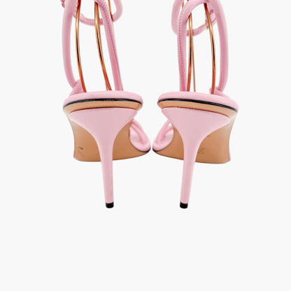 Louis Vuitton Nova High Heel Sandal in Pink Leather Size 39